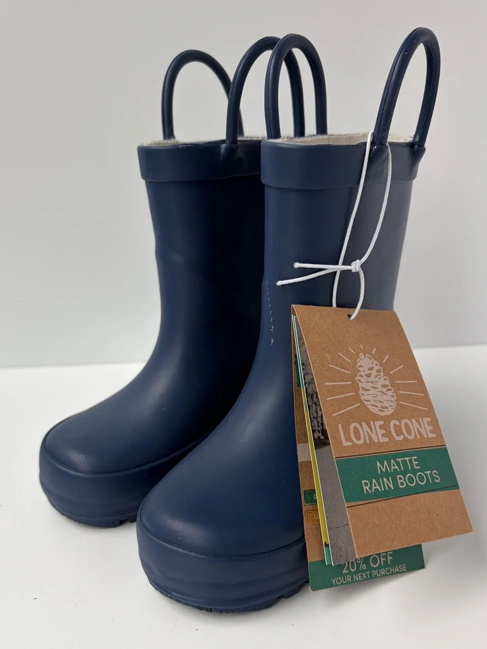 Lone Cone Toddler Unisex Rubber Rain Boots Matte Ribbon Blue Size 5